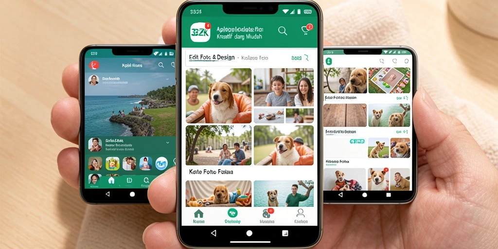 Screenshot antarmuka aplikasi 33ZK saat membuat kolase foto.