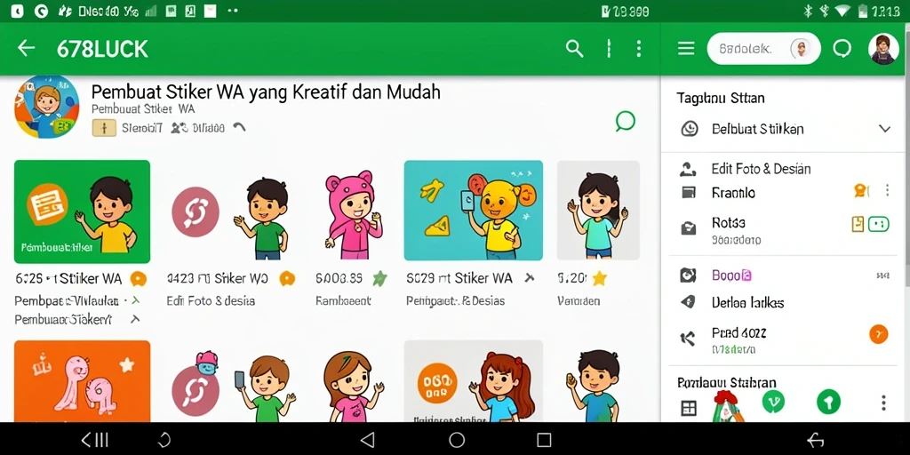 Screenshot antarmuka pengguna 678LUCK dalam membuat stiker WA.