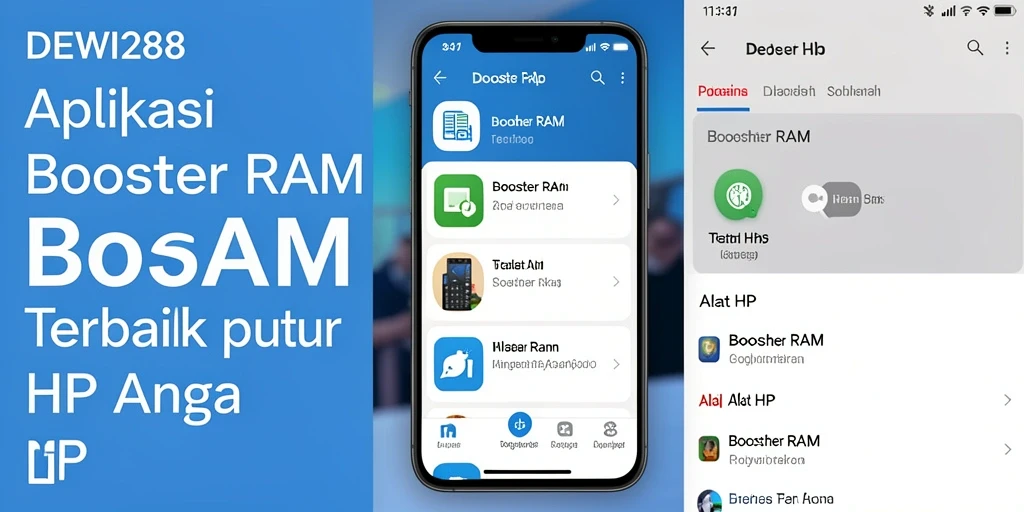 Tampilan antarmuka utama aplikasi Booster RAM DEWI288.