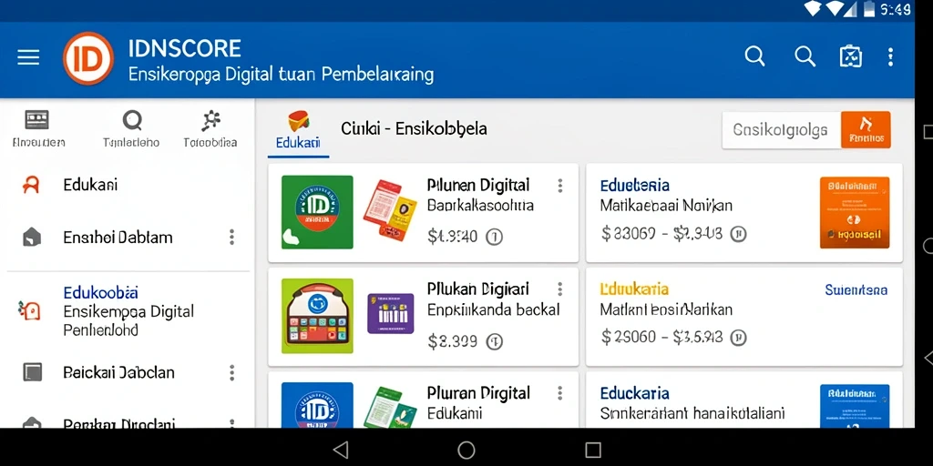 Screenshot antarmuka pengguna aplikasi Ensiklopedia IDNSCORE