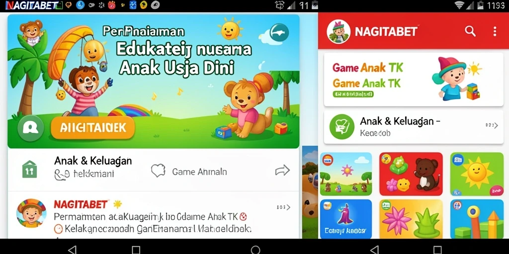 Antarmuka NAGITABET yang cerah dan interaktif untuk anak-anak.