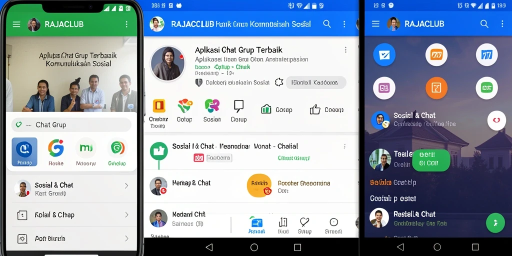 Tampilan antarmuka RAJACLUB yang sederhana dan intuitif untuk obrolan grup.