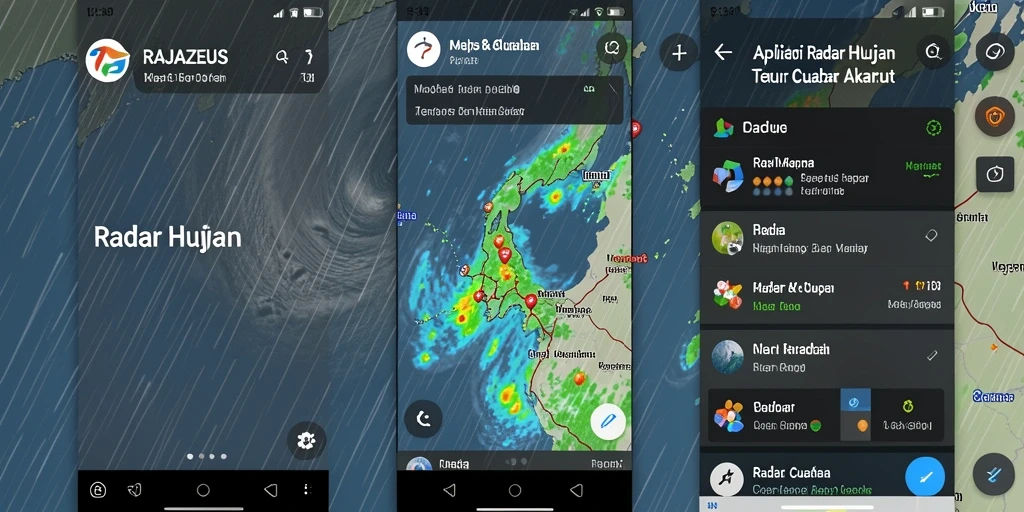 Tampilan antarmuka aplikasi Radar Hujan RAJAZEUS yang informatif.